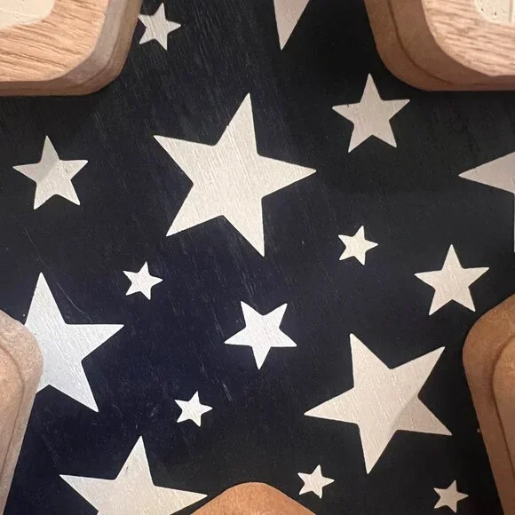 Patriotic Wood Star Blue with White Stars Americana Shelf Table Decoration 12" - Picture 3 of 3